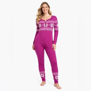 NWT Victoria's Secret Pink thermal fair isle snowflake Onsie, medium